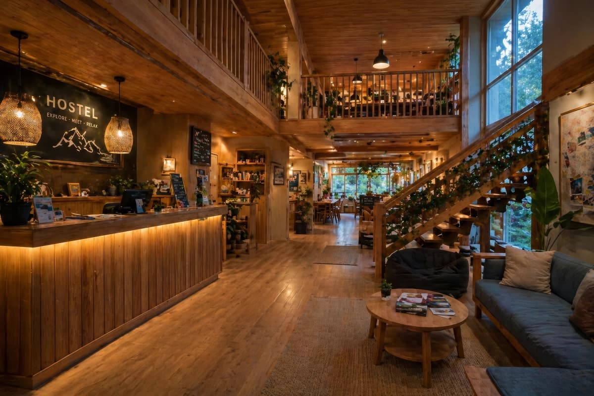 Hostel reception and guest handover